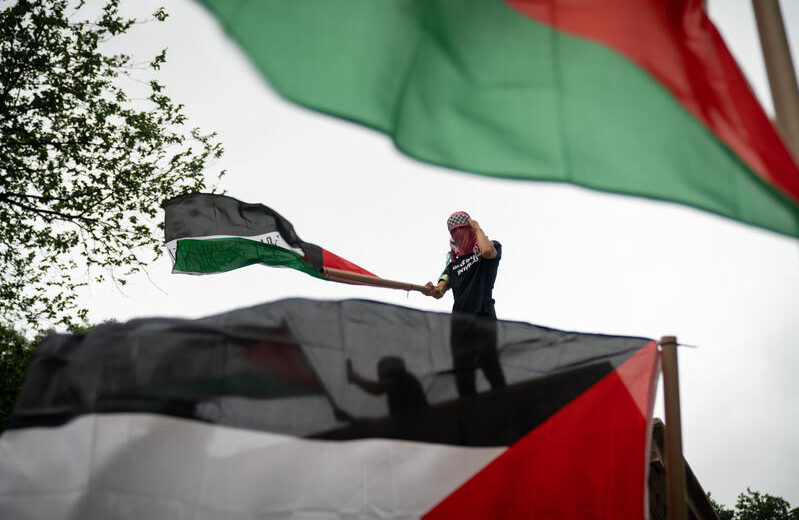 Pro-Palestinian activists hold a "Globalize the Intifada" protest in New York City, September 17, 2021. Photo by Luke Tress/Flash90