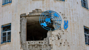 A destroyed UNRWA facility in Rafah, Gaza. Photo by Oren Cohen/Flash90