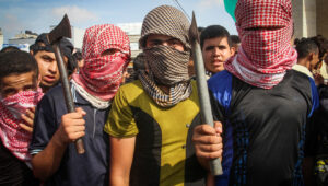 Palestinians take part in anti-Israel protests and preparation for a third intifada in the city of Rafah, in the southern Gaza Strip, on Oct. 13, 2015. Photo by Abed Rahim Khatib/ Flash90.
