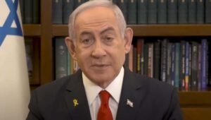 Israeli Prime Minister Benjamin Netanyahu in an online post addressing the Iranian people, Nov. 12. 2024. Credit: GPO/YouTube.