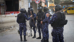 Palestinian Authority security personnel in Jenin, northern Samaria, on Dec. 16, 2024. Photo by Nasser Ishtayeh/Flash90.