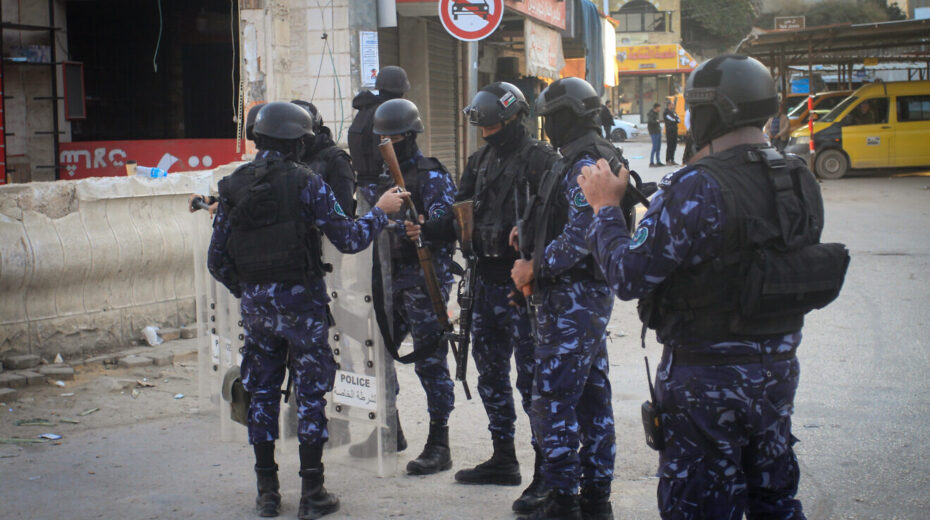 Palestinian Authority security personnel in Jenin, northern Samaria, on Dec. 16, 2024. Photo by Nasser Ishtayeh/Flash90.