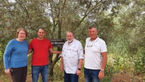 Former Arkansas Gov. Mike Huckabee (third from left) and his wife Janet with My Tree in Israel founder Kobi Assaf and Israeli olive-grove farmer Gal Ashush, 2022. Credit: Courtesy/My Tree in Israel Archive Photo.