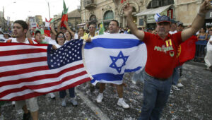 Evangelical Christians from the United States during the annual Feast of Tabernacles march in Jerusalem. Photo by Olivier Fitoussi/Flash90