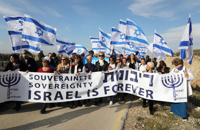 Israeli demonstrators demand sovereignty over Judea and Samaria, the biblical heartland that the world has renamed the "West Bank." Photo by Gershon Elinson/ Flash90