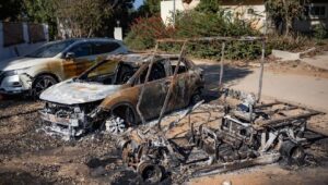 Destruction caused by Hamas terrorists in Kibbutz Nahal Oz, Oct. 20, 2023. Photo by Yonatan Sindel/Flash90.