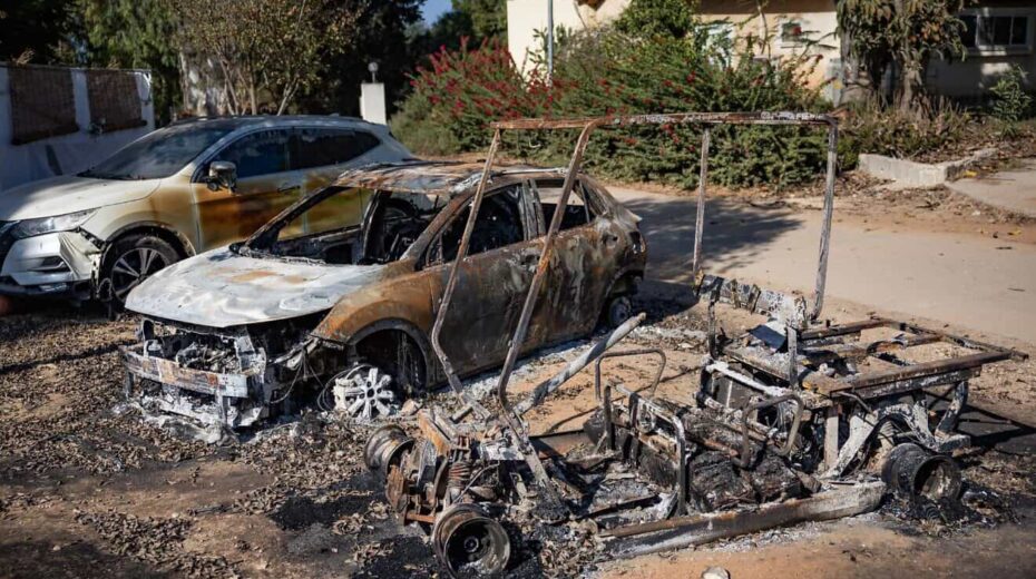 Destruction caused by Hamas terrorists in Kibbutz Nahal Oz, Oct. 20, 2023. Photo by Yonatan Sindel/Flash90.