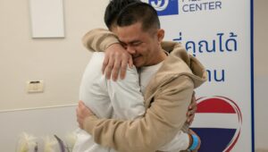 Thai nationals are reunited with family in Tel Aviv after being freed from Hamas captivity as part of the Gaza ceasefire deal. Photo by Ma'ayan Toaf/GPO