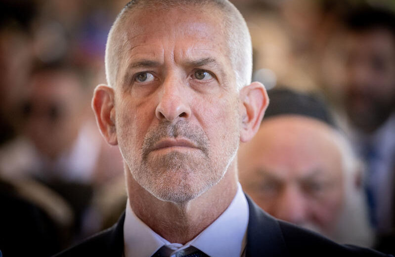 Ronen Bar, head of the Shin Bet security services, at a state ceremony marking the Hebrew calendar anniversary of the Hamas attack on October 7 of last year which sparked the ongoing war in Gaza, at Mount Herzl military cemetery in Jerusalem on October 27, 2024. Photo by Chaim Goldberg FLASH90