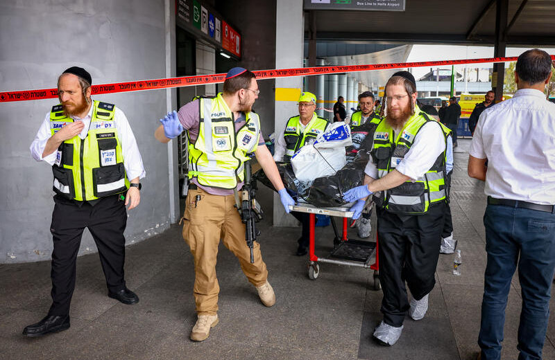 Israeli security forces at the scene of a terror attack in Haifa, March 3, 2025. Photo by David Cohen/Flash90