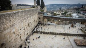 Jews pray at the Western Wall, Judaism's holiest prayer site in the Old City of Jerusalem, March 7, 2024. Photo by Chaim Goldberg/Flash90