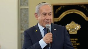Prime Minister Benjamin Netanyahu at the National Police Academy, Beit Shemesh, March 13, 2025. Credit: Omer Meron, video, Yehezkel Kandil, sound/GPO.