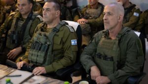 IDF Chief of Staff Lt. Gen. Eyal Zamir (left) and Israel Security Agency (Shin Bet) director Ronen Bar during a visit to the Gaza Strip, April 2, 2025. Credit: IDF.