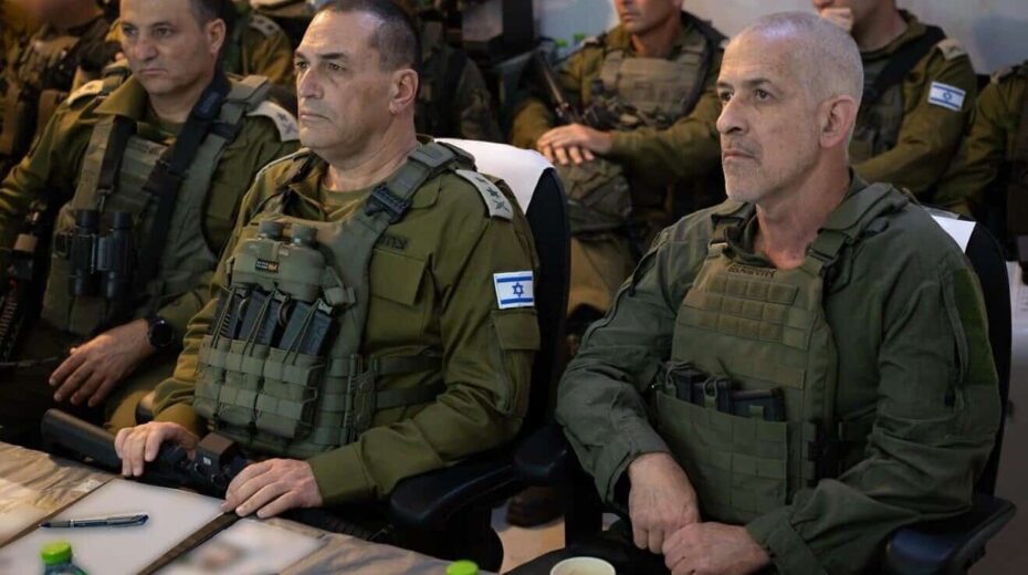 IDF Chief of Staff Lt. Gen. Eyal Zamir (left) and Israel Security Agency (Shin Bet) director Ronen Bar during a visit to the Gaza Strip, April 2, 2025. Credit: IDF.