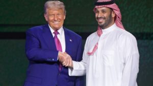 US President Donald Trump (left) and Saudi Crown Prince Mohammed bin Salman (right) at the Saudi-US Investment Forum in Riyadh, Saudi Arabia, on May 13, 2025. Photo: EPA-EFE/Ali Haider.