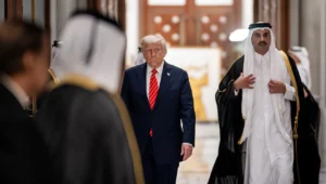US President Donald Trump attends a state dinner at Lusail Palace in Doha, Qatar, May 14, 2025. Photo by Daniel Torok/White House.