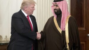 US President Donald J. Trump welcomes Mohammed bin Salman, Crown Prince and Prime Minister of the Kingdom of Saudi Arabia, before a luncheon in the State Dining Room of the White House in Washington, DC, USA, on March 14, 2017. Photo: EPA-EFE/MICHAEL REYNOLDS