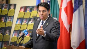 Danny Danon, Israeli ambassador to the United Nations, at a press briefing about hostages still being held by Hamas in Gaza, May 15, 2025. Credit: UN Photo/Loey Felipe.