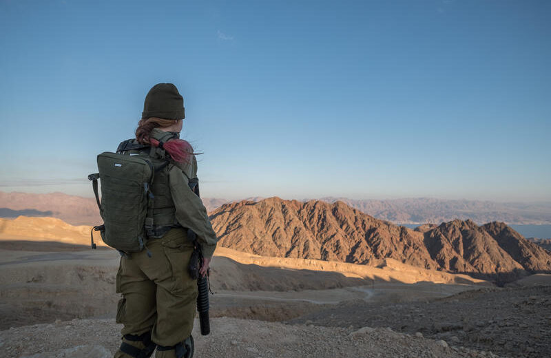 A female Israeli soldier looks at a view of the Dead Sea in southern Israel, on October 18, 2017. Photo by Yaniv Nadav/Flash90