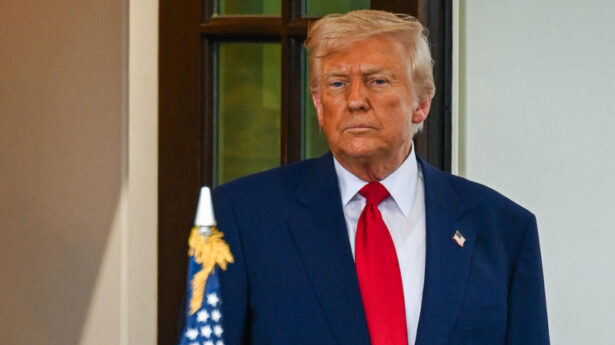 US President Donald Trump seen with Israeli Prime Minister Benjamin Netanyahu after a meeting at the White House in Washington D.C., April 7, 2025. Photo by Liri Agami/Flash90
