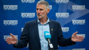 Yair Golan, chairman of "The Democrats," during a faction meeting in the Knesset on May 19, 2025. Photo: Oren Ben Hakoon/Flash90