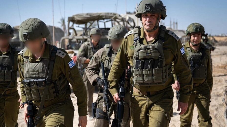 IDF Chief of Staff Gen. Eyal Zamir (right) with his troops in the Gaza Strip. Photo: IDF