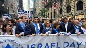 Israeli and New York officials are among those who marched in the Israel Day on Fifth parade in Manhattan on May 18, 2025. Credit: Israeli mission to the United Nations.