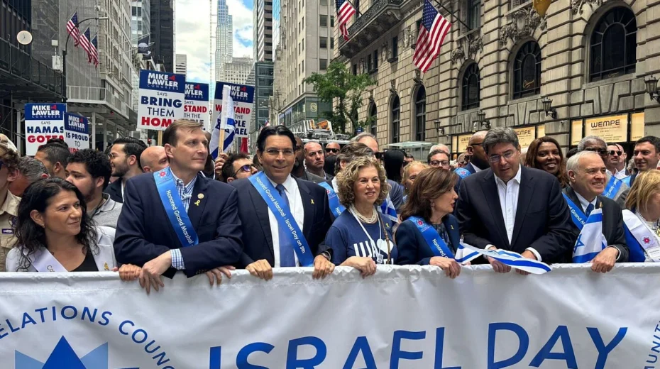 Israeli and New York officials are among those who marched in the Israel Day on Fifth parade in Manhattan on May 18, 2025. Credit: Israeli mission to the United Nations.