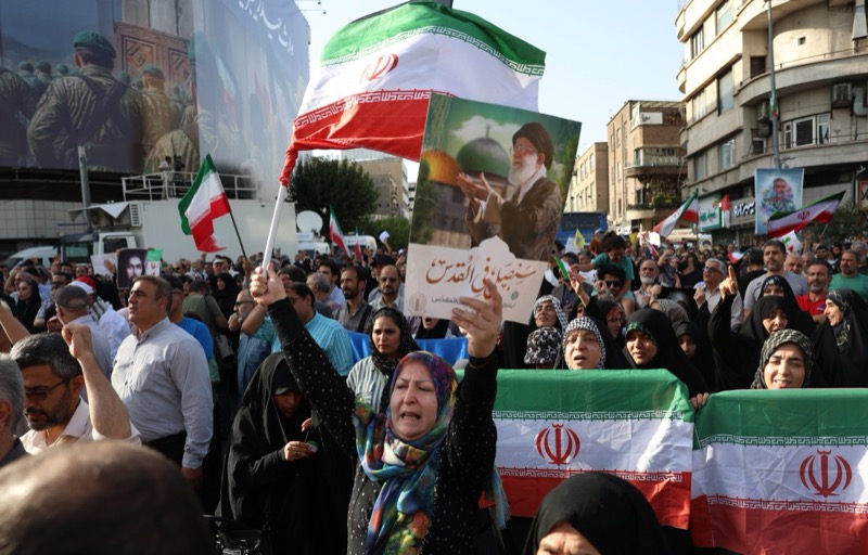 Demonstration against the US and Israel in Tehran, Iran, on June 22, 2025. Photo: EPA-EFE/ABEDIN TAHERKENAREH.