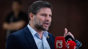 Israeli Finance Minister Bezalel Smotrich holds a press conference at the Knesset in Jerusalem, March 13, 2024. Photo by Yonatan Sindel/Flash90.