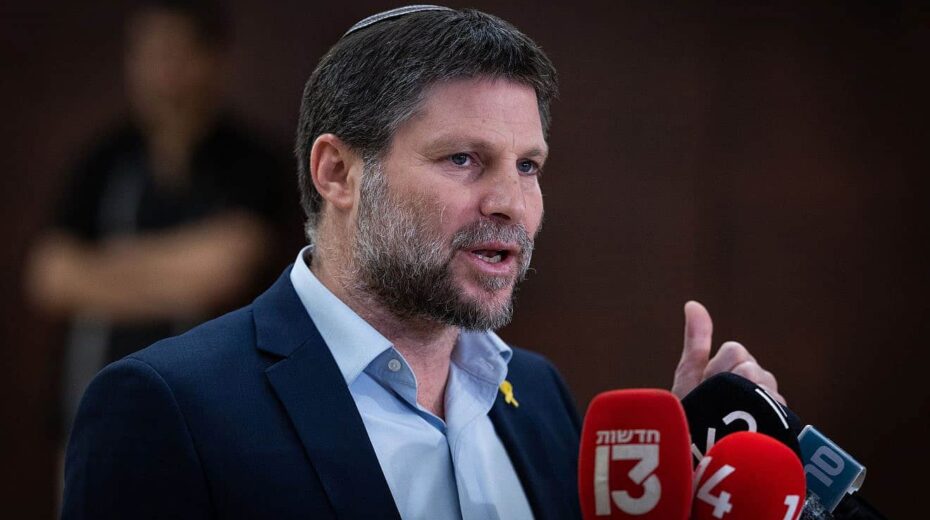 Israeli Finance Minister Bezalel Smotrich holds a press conference at the Knesset in Jerusalem, March 13, 2024. Photo by Yonatan Sindel/Flash90.
