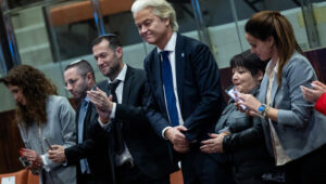 PVV leader Geert Wilders visit the plenum hall at the Knesset, the Israeli Parliament in Jerusalem, on December 9, 2024. Photo by Yonatan Sindel/Flash90