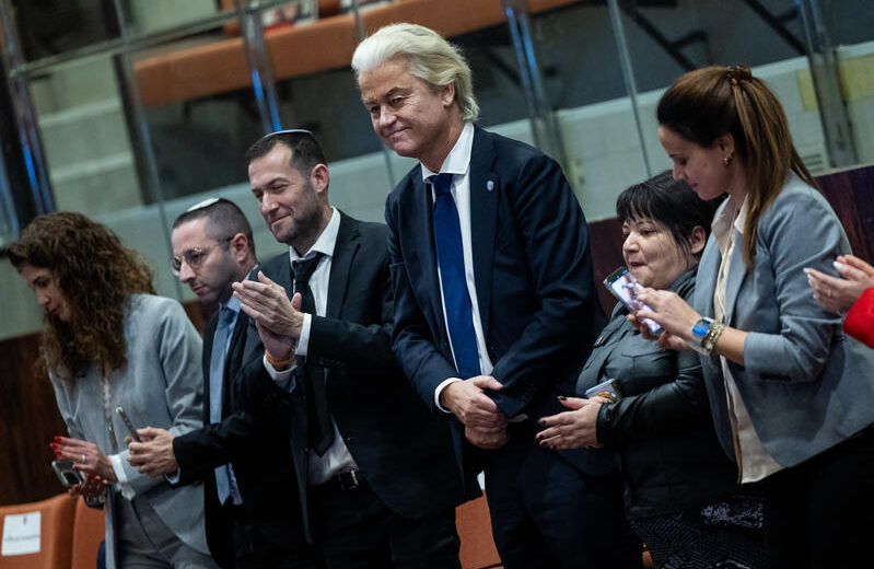 PVV leader Geert Wilders visit the plenum hall at the Knesset, the Israeli Parliament in Jerusalem, on December 9, 2024. Photo by Yonatan Sindel/Flash90