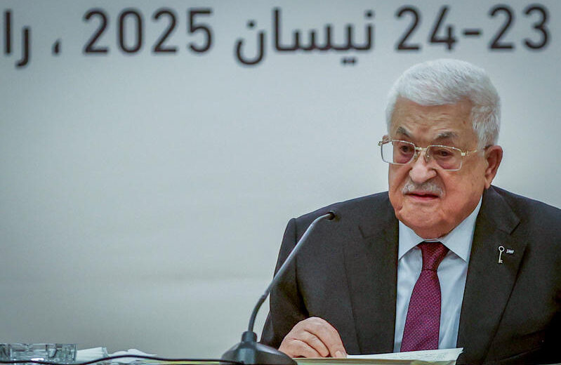 Palestinian President Mahmoud Abbas at the opening session of the Palestinian Central Council, in the West Bank city of Ramallah Wednesday, April 23, 2025. Photo by Flash90