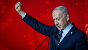 Israeli Prime Minister Benjamin Netanyahu speaks at the Jewish News Syndicate conference in Jerusalem, April 27, 2025. Photo by Yonatan Sindel/Flash90.