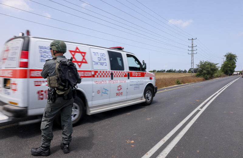Israeli security at the site near where a missile fell in southern Israel. June 23, 2025. Photo by Yossi Aloni/FLASH90