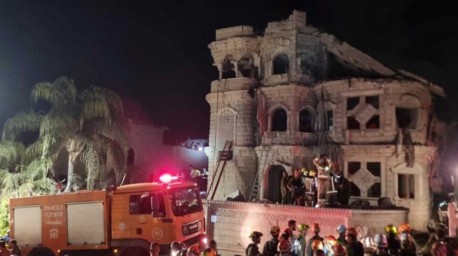 An Iranian missile strikes a residential building in Tamra, located near Haifa in northern Israel, June 15, 2025. Credit: Israel Fire and Rescue Service.