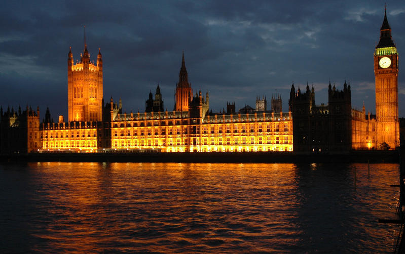 General view of the Palace of Westminster lit up against the night's sky and displaying the world's most famous clock, Big Ben, on September 17, 2006. Photograph by Daniel Fleisch/Flash90