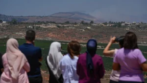 Smoke rises from Israeli airstrikes in southern Lebanon, as it seen from the Israeli side of the border, June 27, 2025. Photo by Ayal Margolin/Flash90.