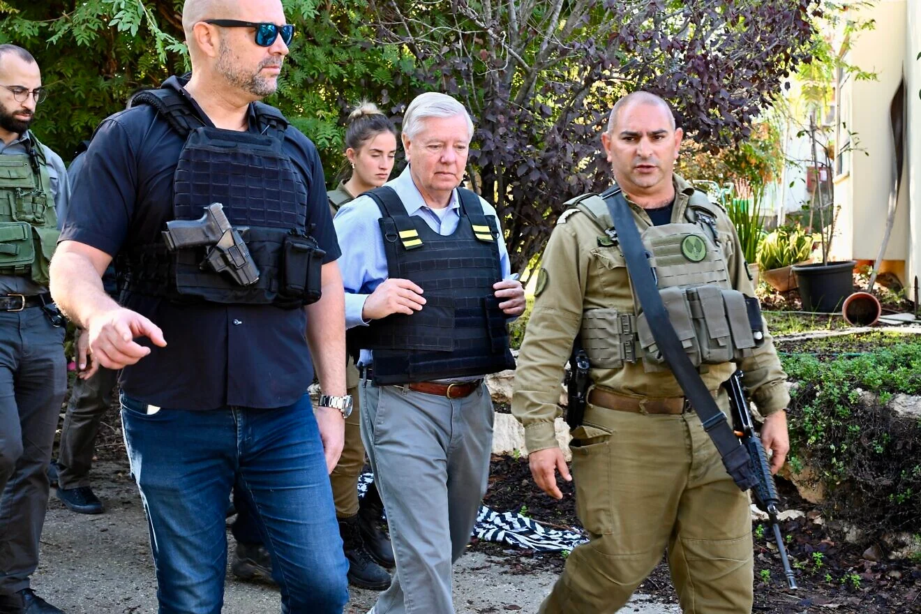 Sen. Lindsey Graham (R-SC) visits sites that Hamas terrorists attacked on Oct. 7, 2023, in southern Israel, Jan. 4, 2024. Credit: US Embassy Jerusalem.
