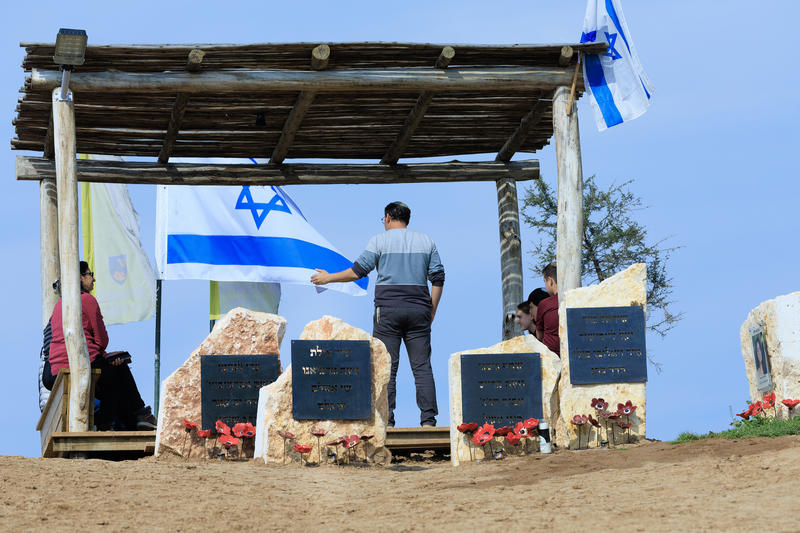 Israeli visit at a memorial site for the Israeli surveillance soldiers from the Nahal Oz military base, southern Israel, who were murdered by Hamas in the October 7 massacre. January 28, 2025. Photo by Moshe Shai/Flash90