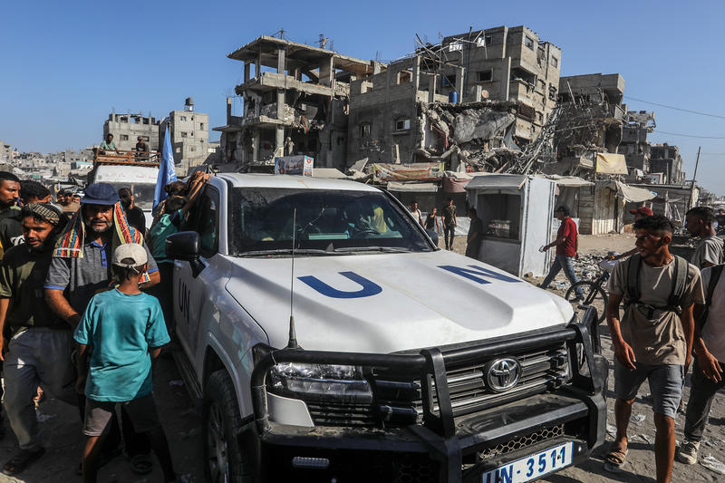 UN vehicles in southern Gaza. Photo by Abed Rahim Khatib/Flash90