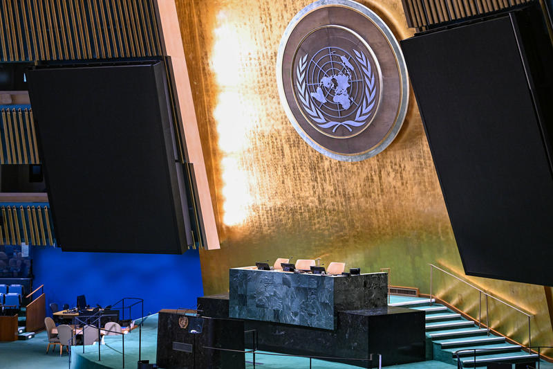 View of the General Assembly Hall of the United Nations, in NYC, USA, on September 15, 2025. Photo by Arie Leib Abrams/Flash90