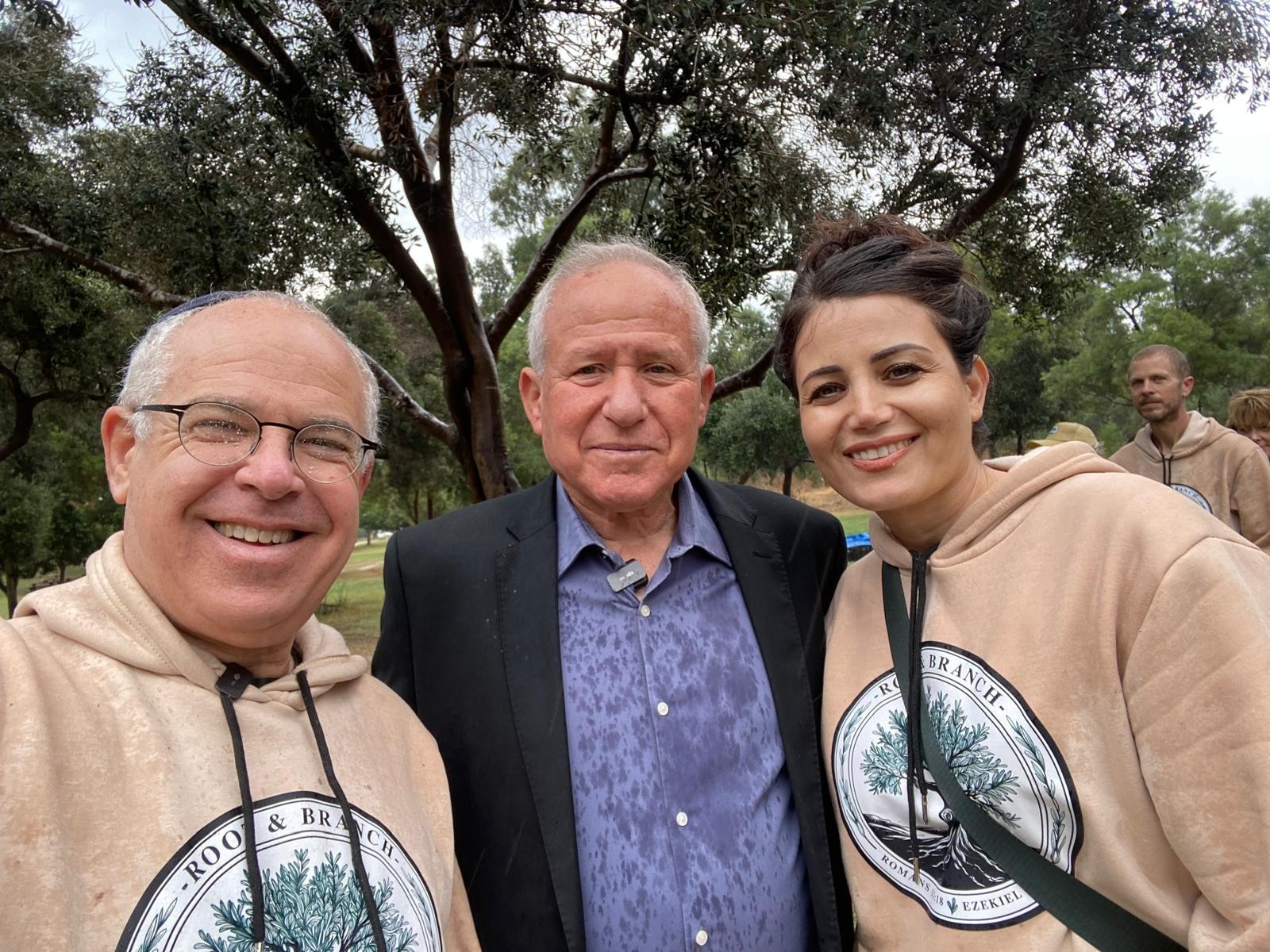 Root & Branch founders Jonathan Feldstein (left) and Marziyeh Amirizadeh flank Israel’s Minister of Agriculture Avi Dichter, who welcomed the group for last year’s program. Photo: Courtesy