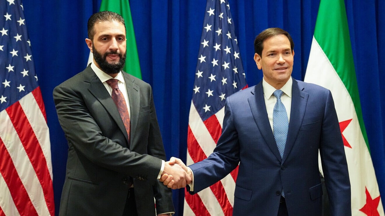 US Secretary of State Marco Rubio meets with Syrian President Ahmed al-Sharaa in New York City, Sept. 22, 2025. Credit: Freddie Everett/US State Department.