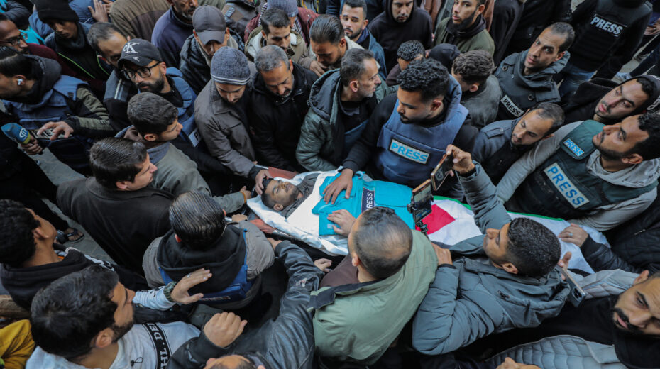 Funeral of Palestinian journalist Saed Sabri Abu Nabhan in January 2025. Photo: Ali Hassan/Flash90