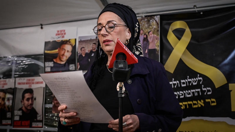 Family and friends gather at Hostage Square in Tel Aviv to celebrate the birthday of Israeli hostage Avinatan Or, who is still held hostage by Hamas terrorists in Gaza, on February 11, 2025. Photo by Avshalom Sassoni/Flash90