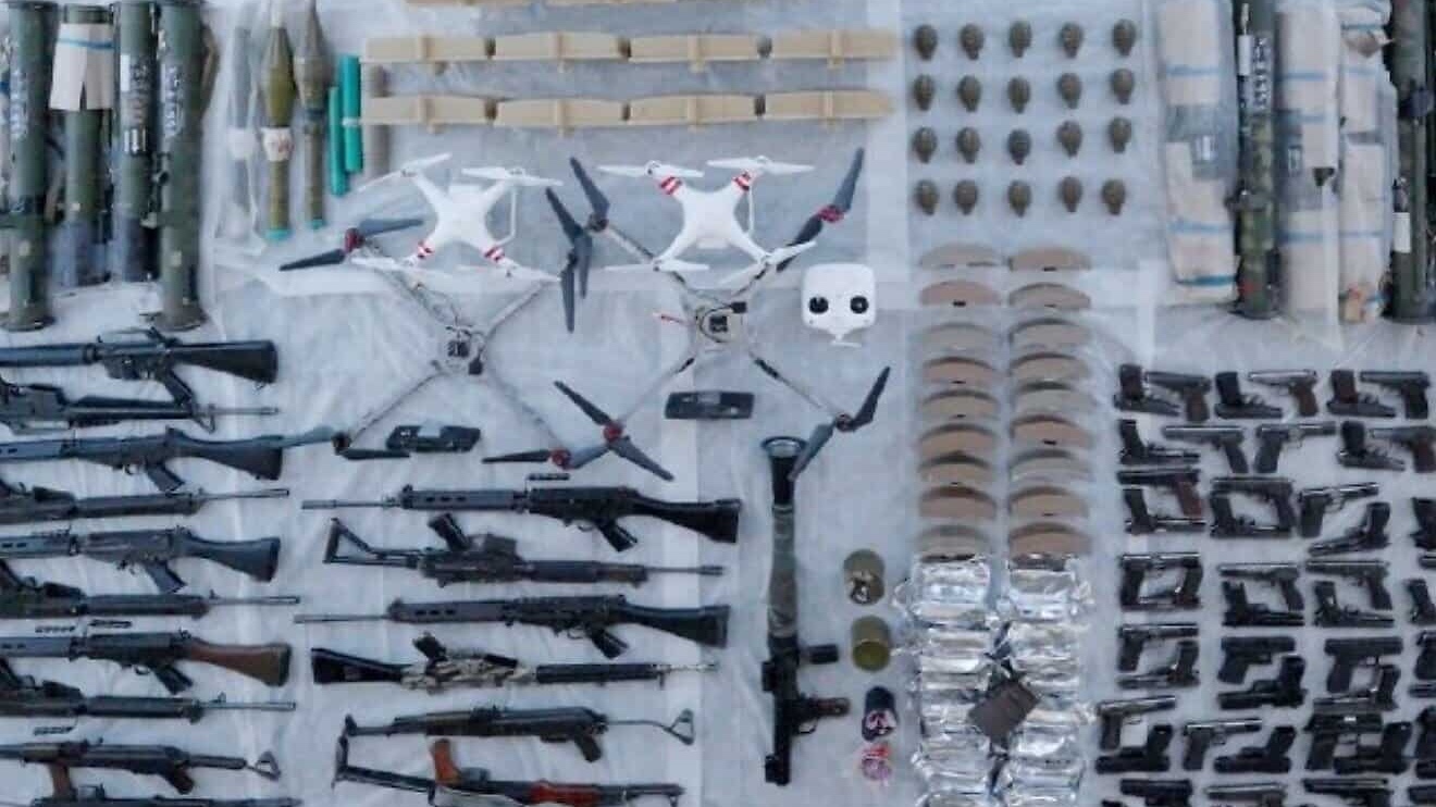 An image of the confiscated weapons. Credit: IDF Spokesman's Unit.