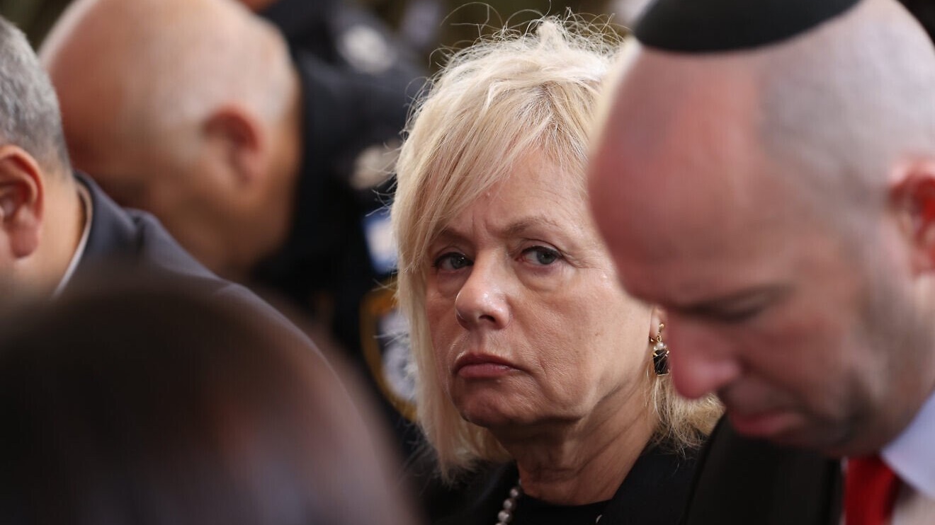 Attorney General Gali Baharav-Miara attends a state ceremony marking the Hebrew calendar anniversary of the Oct. 7, 2023, Hamas-led terrorist invasion, at the Mount Herzl Military Cemetery in Jerusalem on Oct. 16, 2025. Photo by Alex Kolomoisky/POOL.