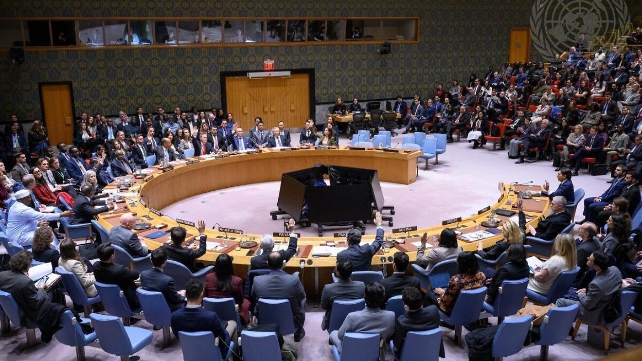 The United Nations Security Council votes 13-0, with two abstentions, to adopt resolution 2803 (2025), supporting Washington's plan for Gaza's future, Nov. 17, 2025. Credit: Loey Felipe/U.N. Photo.